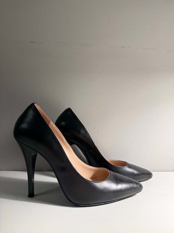 Tergan Siyah Deri Stiletto - Görsel 2