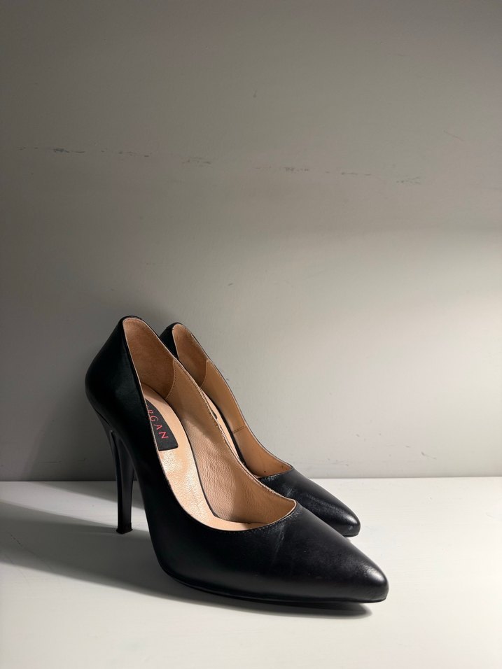 Tergan Siyah Deri Stiletto - Görsel 5