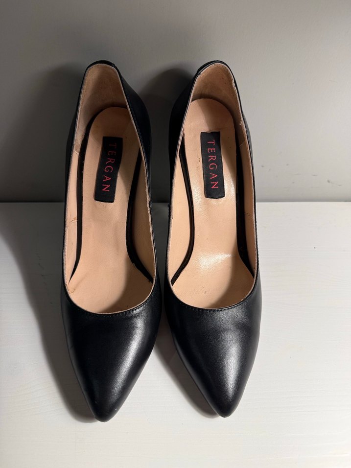 Tergan Siyah Deri Stiletto - Görsel 4