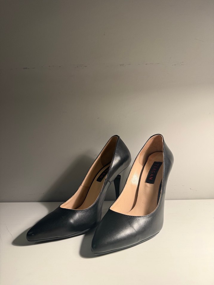 Tergan Siyah Deri Stiletto - Görsel 3