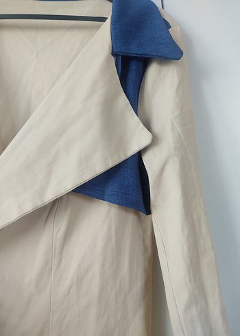 Bej Kadın Midi Keten Trençkot - Görsel 5