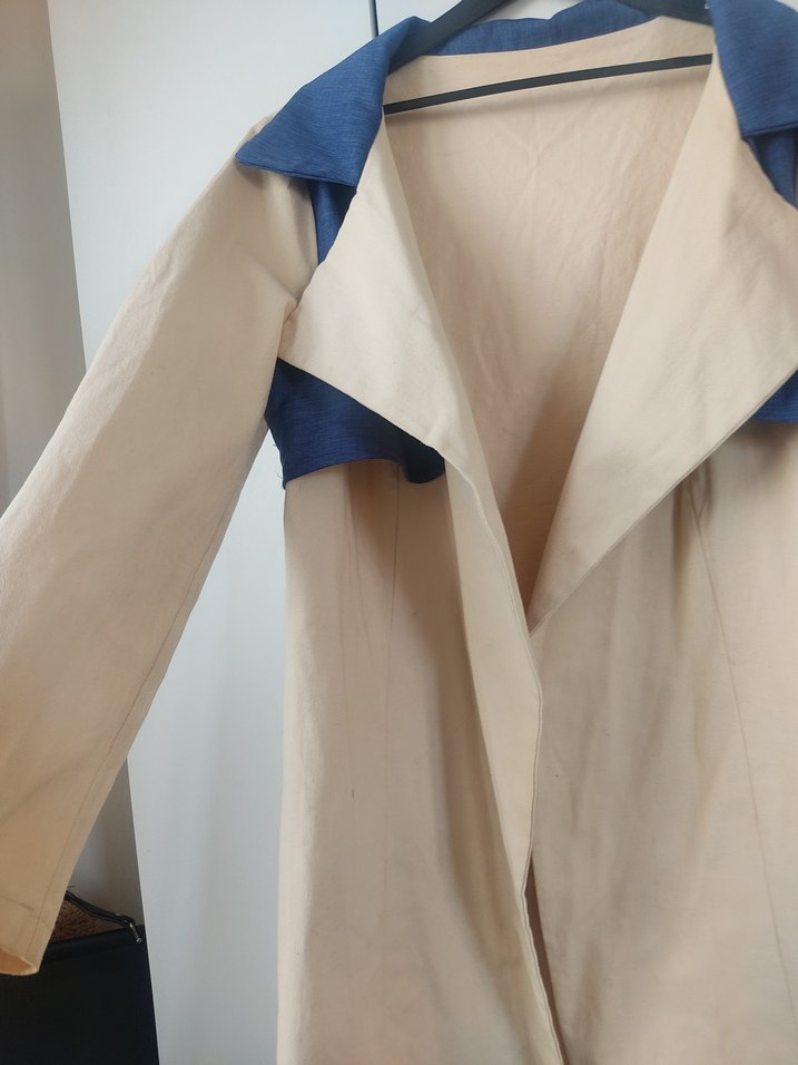 Bej Kadın Midi Keten Trençkot - Görsel 2