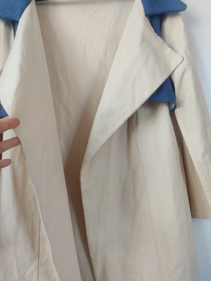 Bej Kadın Midi Keten Trençkot - Görsel 3