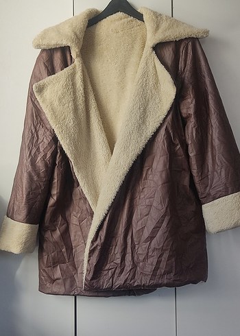 Kahverengi Kürklü yumuşak deri kaban - Görsel 3