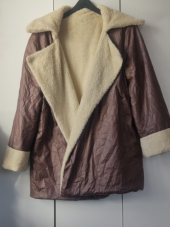 Kahverengi Kürklü yumuşak deri kaban - Görsel 3