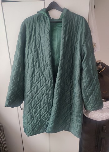 Kadın Yeşil Uzun Street Wear Ceket - Görsel 4