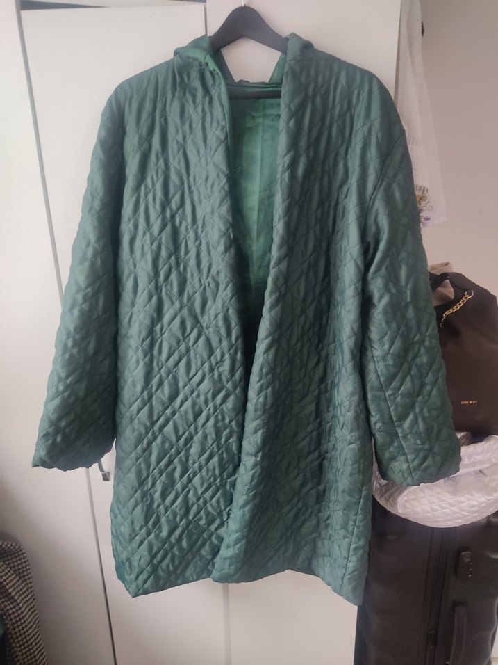 Kadın Yeşil Uzun Street Wear Ceket - Görsel 4