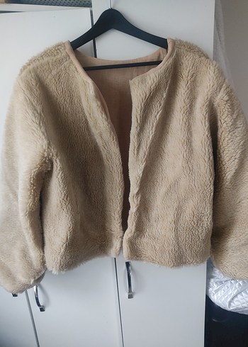 Bej Peluş Kadın Mont - Görsel 10