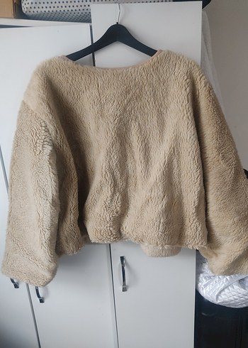 Bej Peluş Kadın Mont - Görsel 3