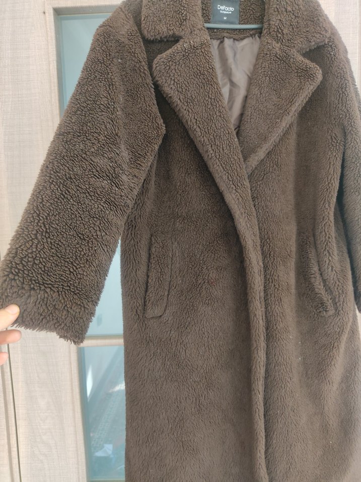 Kahverengi Peluş Kadın Kaban - Görsel 3