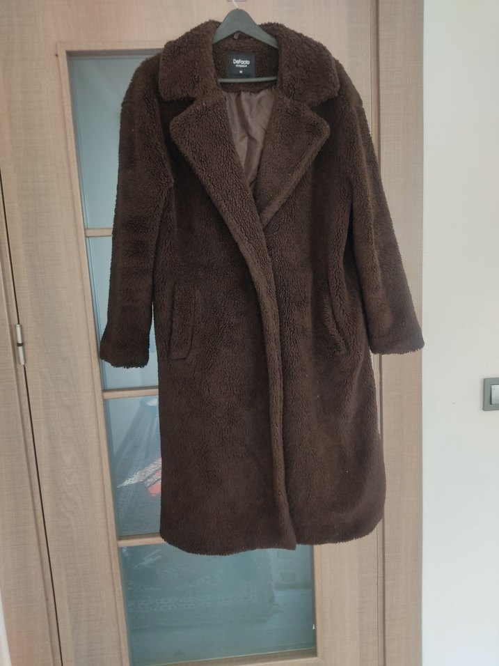 Kahverengi Peluş Kadın Kaban - Görsel 4