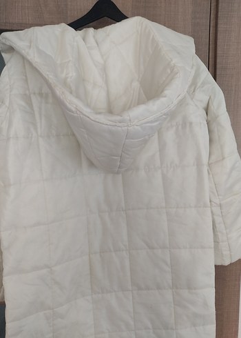 Beyaz uzun Kadın Mont - Görsel 7