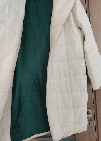 Beyaz uzun Kadın Mont - Görsel 6