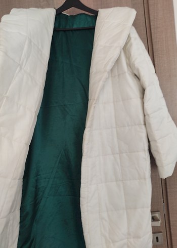 Beyaz uzun Kadın Mont - Görsel 5