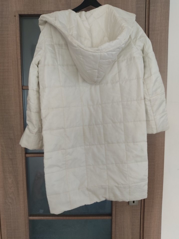 Beyaz uzun Kadın Mont - Görsel 2