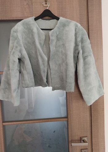 Su yeşiliKısa Kadın Suni Kürk Ceket - Görsel 5