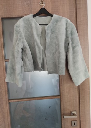 Su yeşiliKısa Kadın Suni Kürk Ceket - Görsel 3