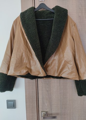 Kahverengi Kısa Deri Kadın Ceket - Görsel 5