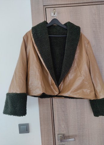 Kahverengi Kısa Deri Kadın Ceket - Görsel 11