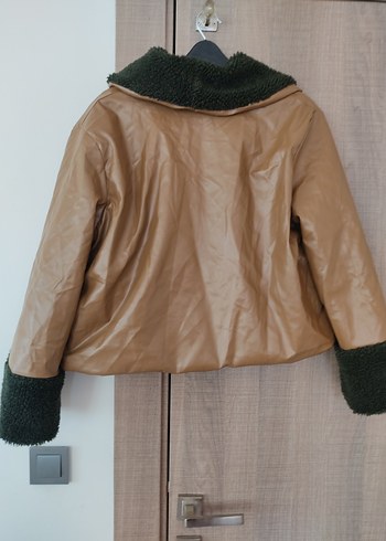 Kahverengi Kısa Deri Kadın Ceket - Görsel 2