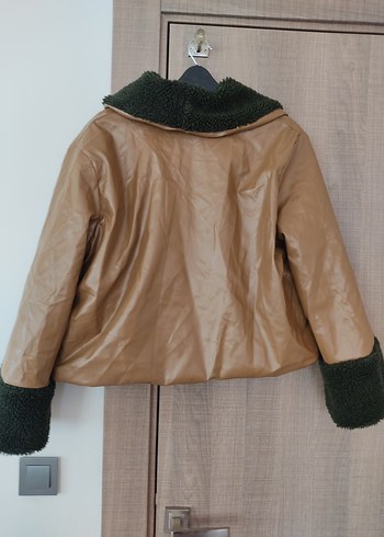 Kahverengi Kısa Deri Kadın Ceket - Görsel 8