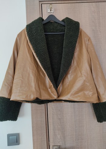 Kahverengi Kısa Deri Kadın Ceket - Görsel 9