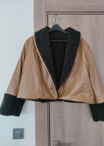 Kahverengi Kısa Deri Kadın Ceket - Görsel 10