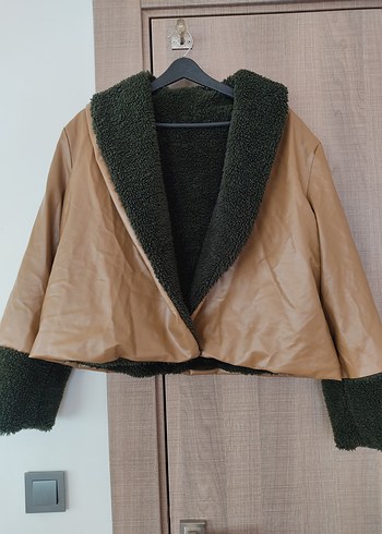 Kahverengi Kısa Deri Kadın Ceket - Görsel 7