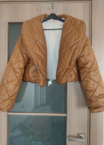 Kadın taba rengi şişme mont - Görsel 6