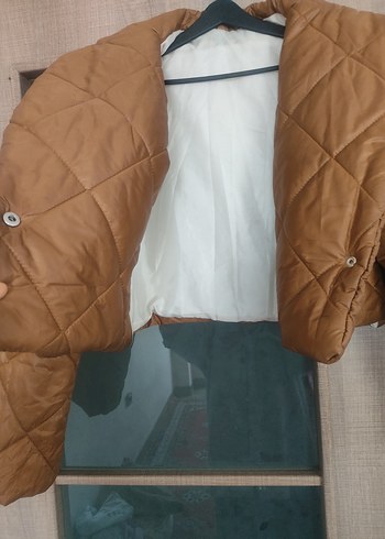 Kadın taba rengi şişme mont - Görsel 2