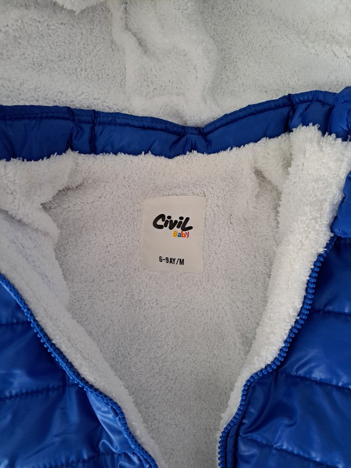 Kapüşonlu Erkek Çocuk Mavi Mont - Görsel 3