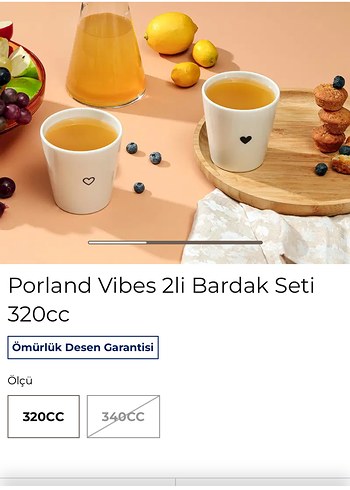 Porland PORLAND Siyah Kalp Detaylı Beyaz Kupa Seti