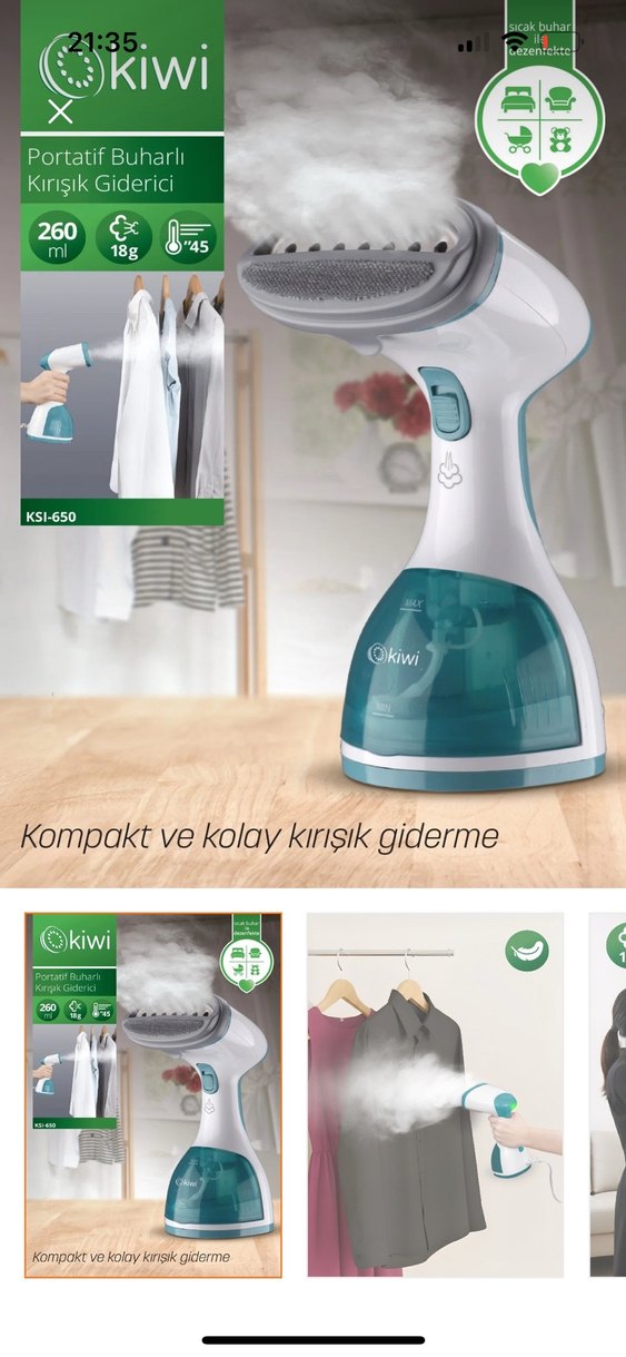 Turkuaz Renkli Kiwi Buharlı Ütü - Görsel 3