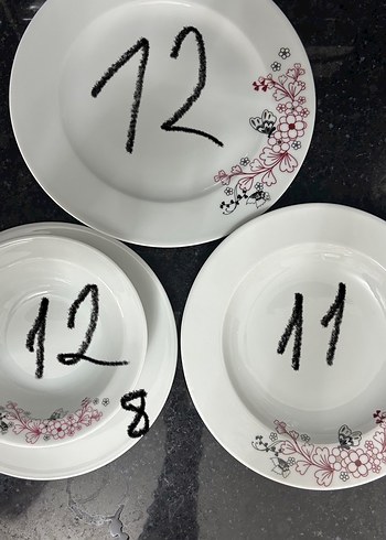 Kütahya Porselen Beyaz Çiçek Desenli Tabak Seti - Görsel 3