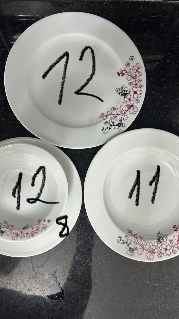 Kütahya Porselen Beyaz Çiçek Desenli Tabak Seti - Görsel 3