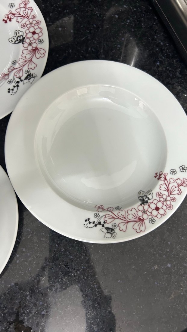 Kütahya Porselen Beyaz Çiçek Desenli Tabak Seti - Görsel 2