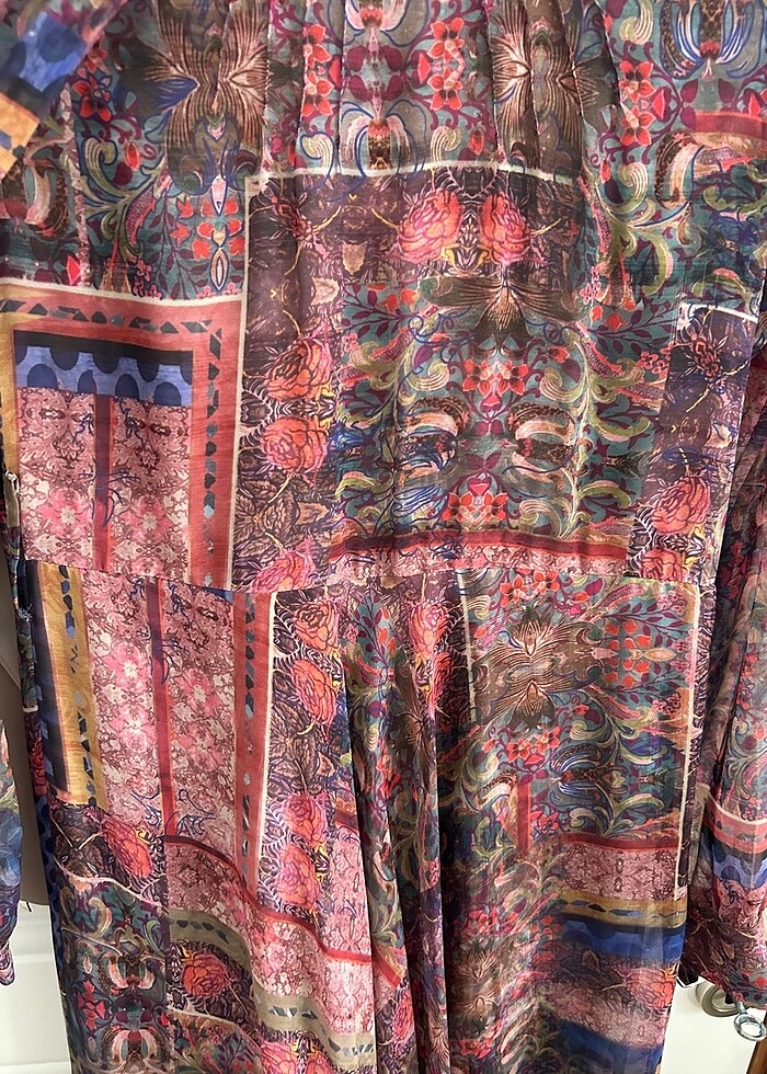 ETNİK DESENLİ ŞİFON ELBİSE - Görsel 3