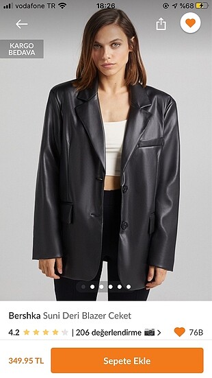 Bershka deri ceket etiketli