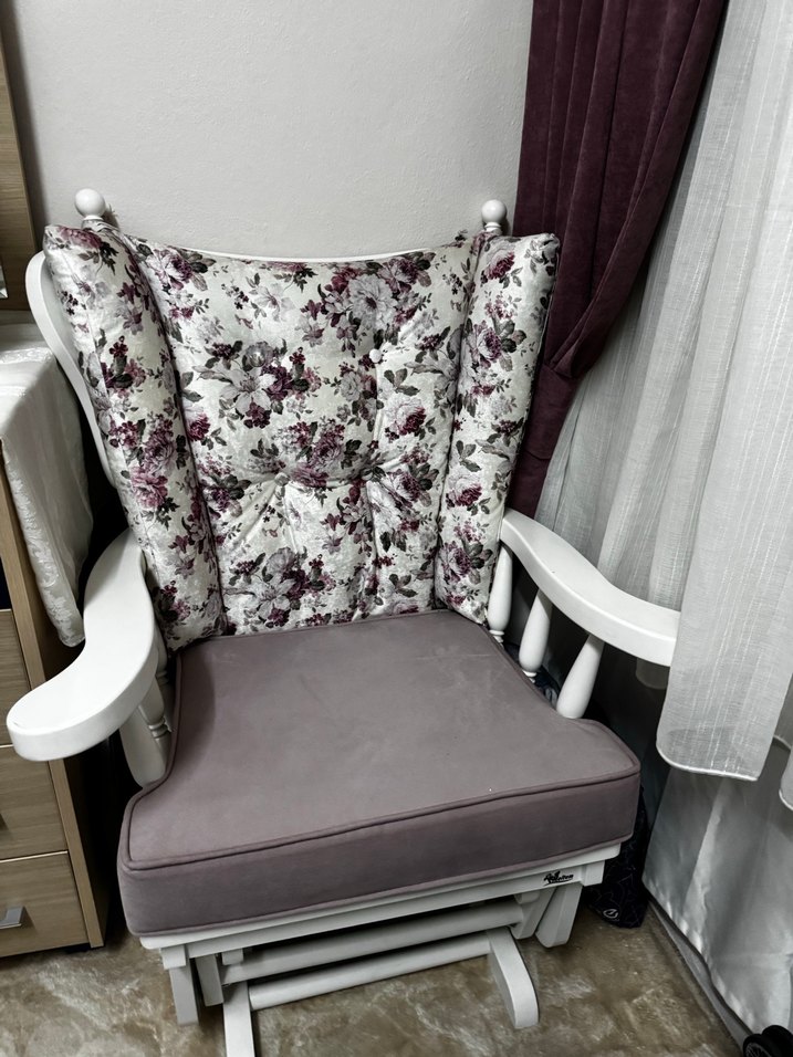 Çiçek Desenli Mor Gri Sallanir sandalye - Görsel 4