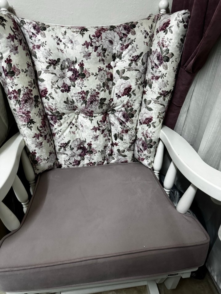 Çiçek Desenli Mor Gri Sallanir sandalye - Görsel 2