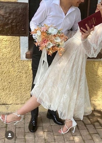 Nikah elbisesi ekru vintage abiye - Görsel 4