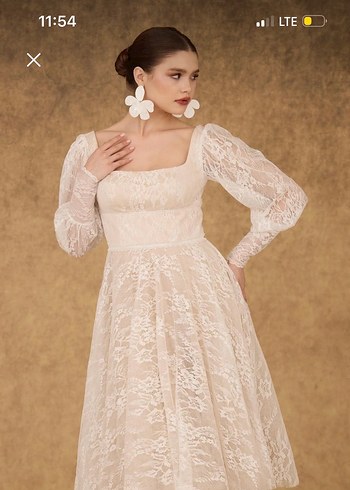 Nikah elbisesi ekru vintage abiye - Görsel 3