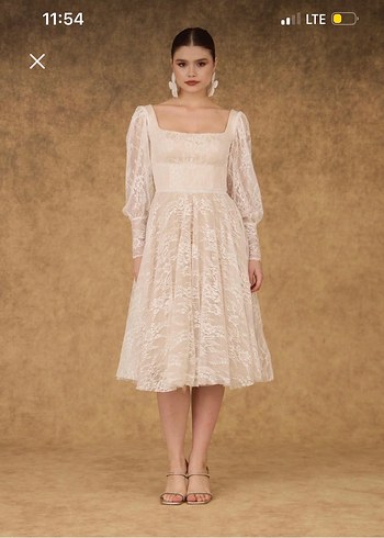 Nikah elbisesi ekru vintage abiye - Görsel 2