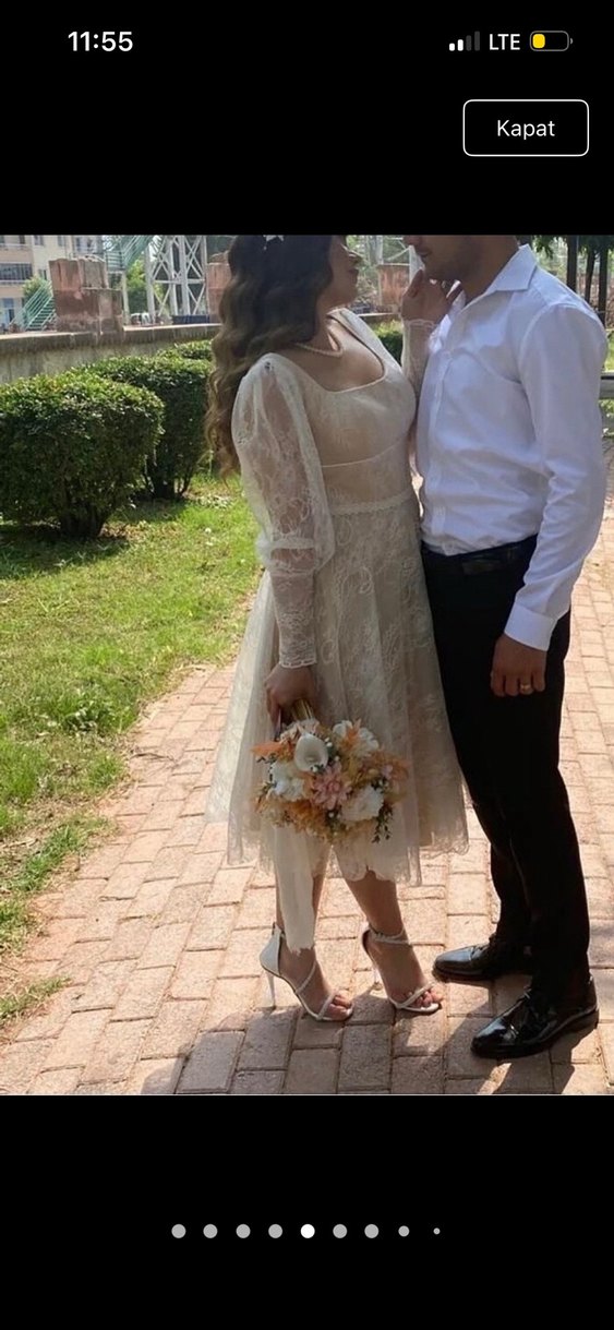 Nikah elbisesi ekru vintage abiye - Görsel 5