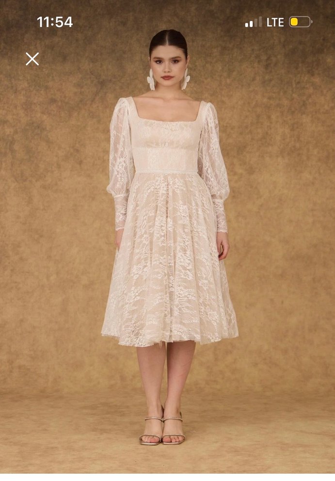 Nikah elbisesi ekru vintage abiye - Görsel 2