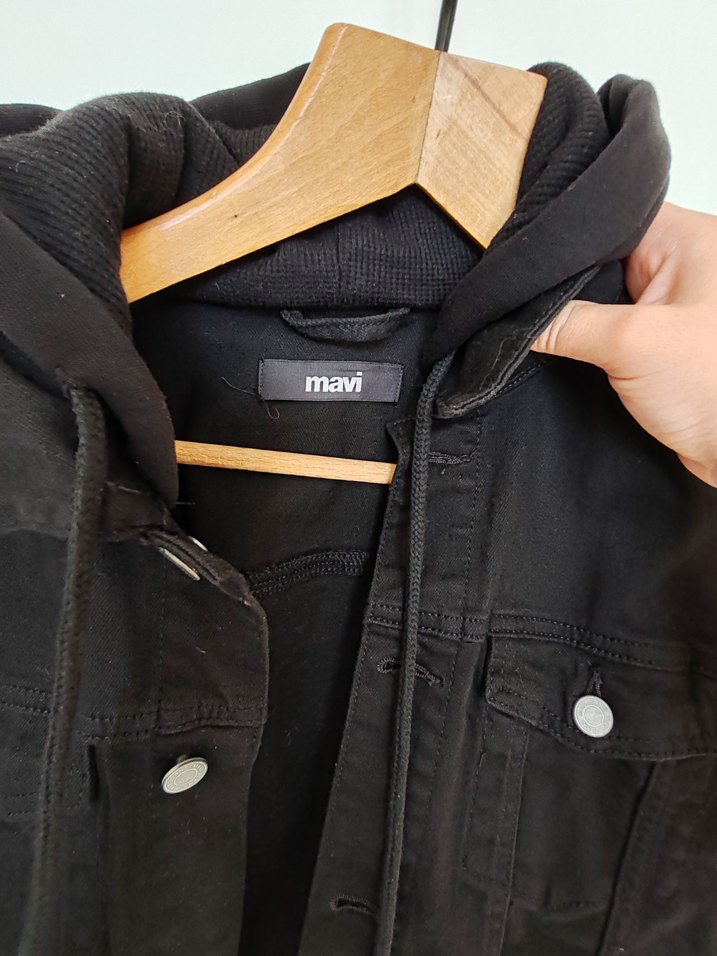 Düğmeli Siyah Denim Erkek Ceket - Görsel 5