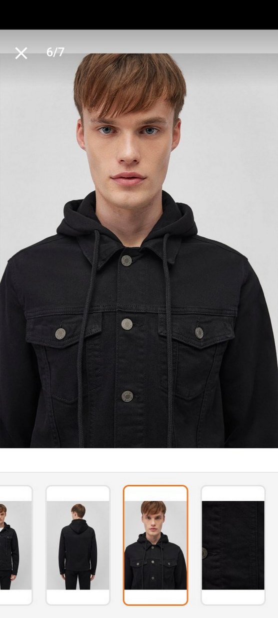 Düğmeli Siyah Denim Erkek Ceket - Görsel 3