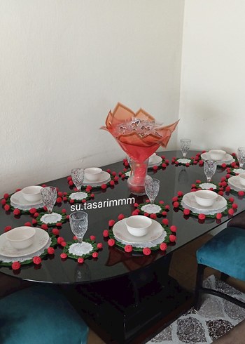 Beden çeşitli Renk Crochet örgü çiçekli buket battaniye Yemek Takımı