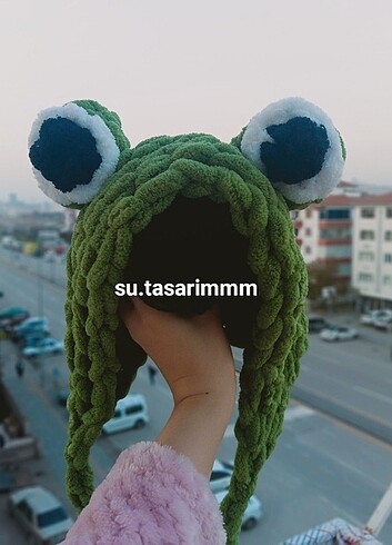 Kurbağa model balaklava sapka bere puffy 