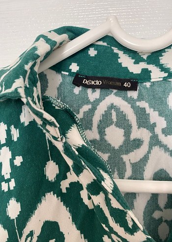 Yeşil Desenli Uzun Elbise - Görsel 7